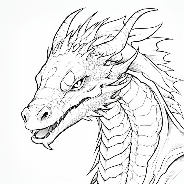 Photo black and white coloring picture of a wyvern