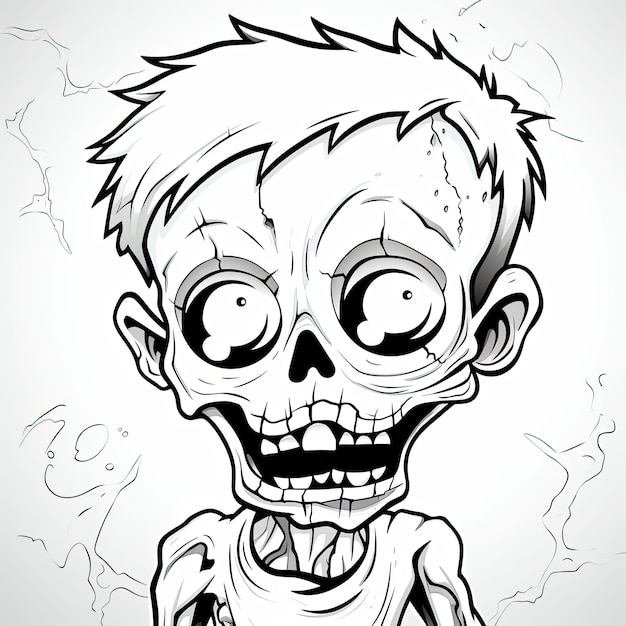 Photo black and white coloring picture of a zombie