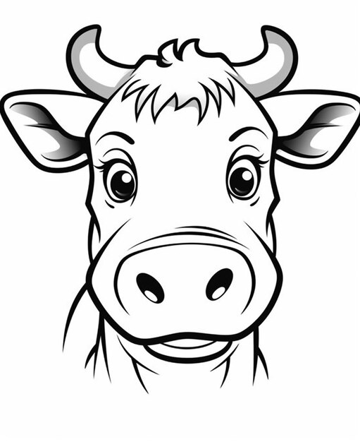 Photo a black and white cow head with a big nose generative ai