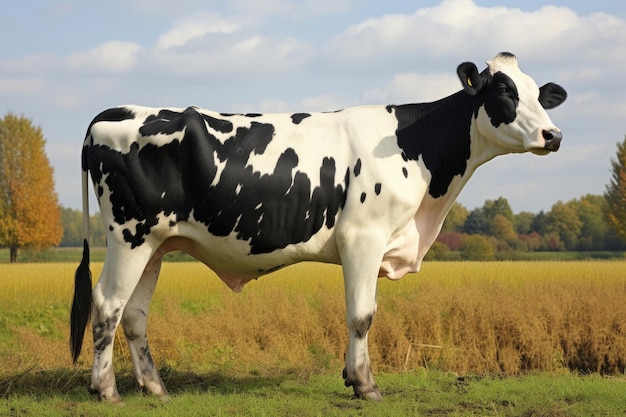 Black and white cow on a pasture