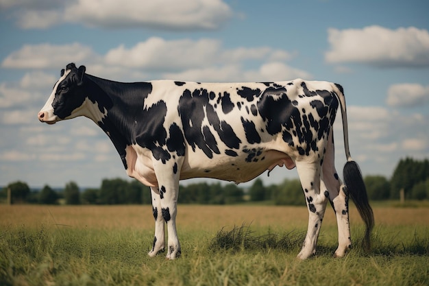 Black and white cow on a pasture