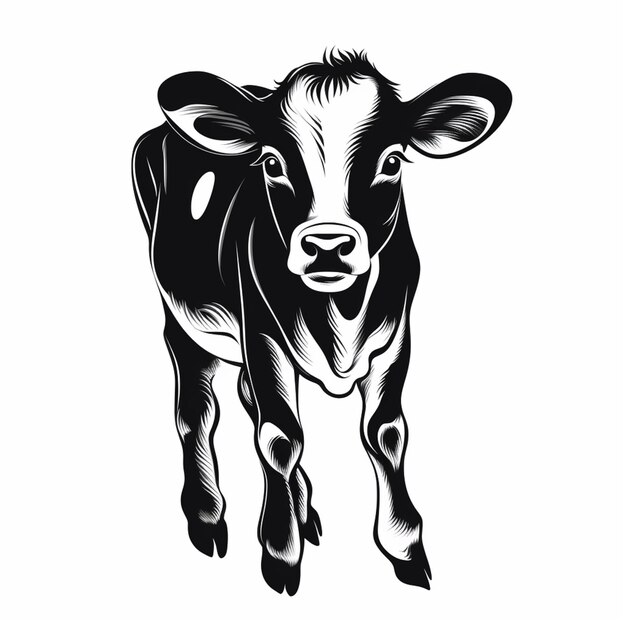 Photo a black and white cow standing in the middle of a field generative ai