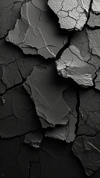 Black and white cracked earth texture