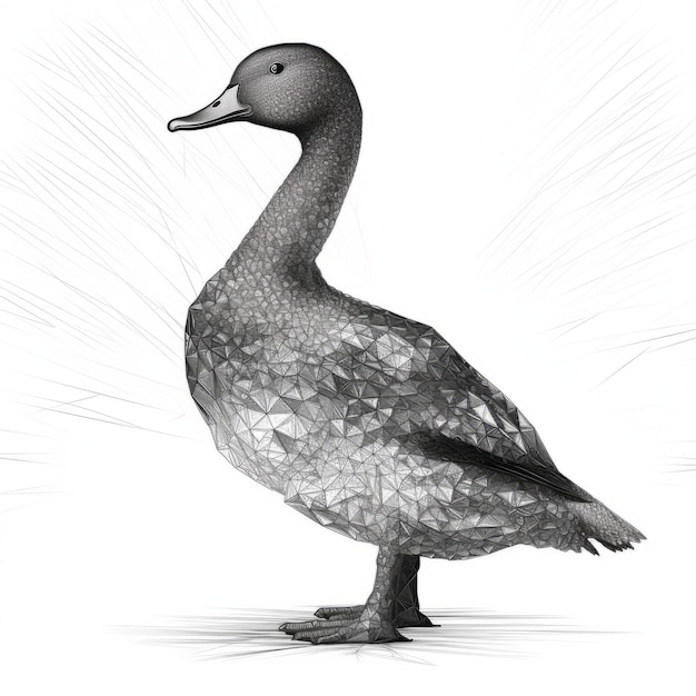 Black And White Crystal Duck A Hyperdetailed Scientific Illustration