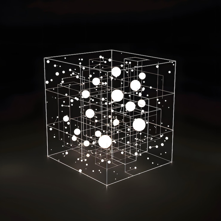 Photo a black and white cube with the stars on it