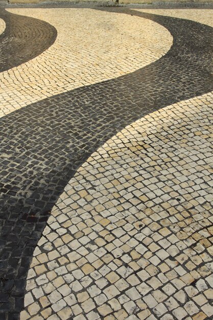 Photo black and white curve pavement pattern of senado square macao china