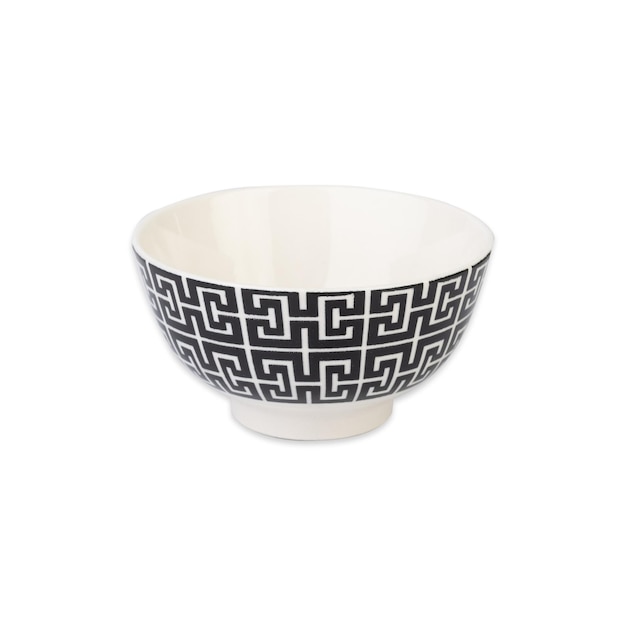 Photo black and white decorated ceramic bowl isolated over white background