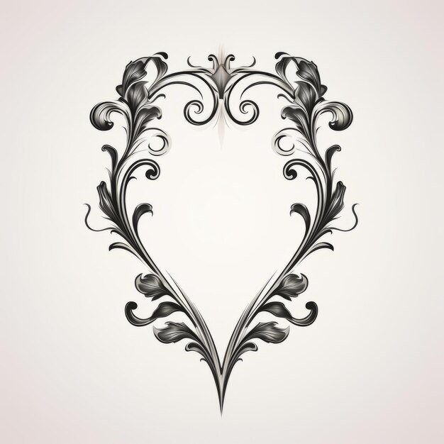 Photo a black and white design of a heart with swirls