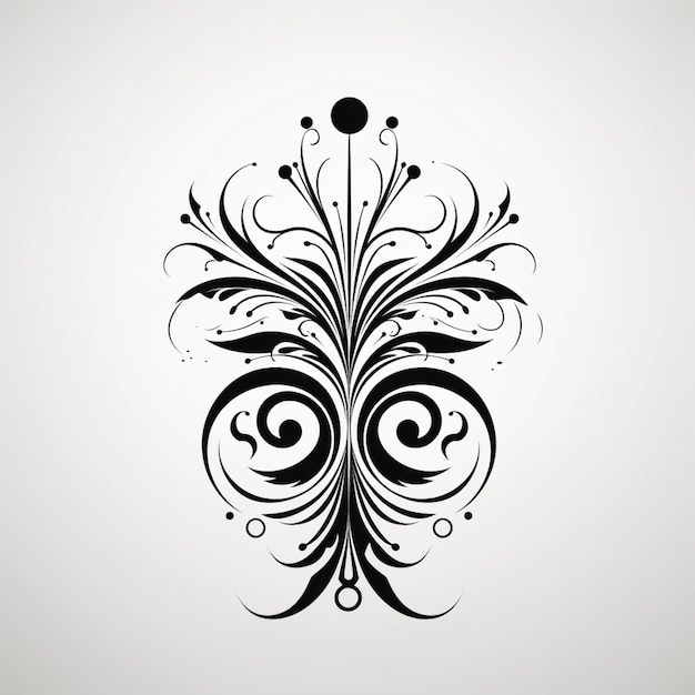 A black and white design with a floral design on it.
