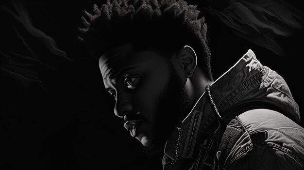 Photo black and white digital painting hiphop inspired celebrity mashup