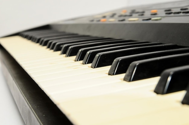 Black and White Digital Piano keyboard closeup