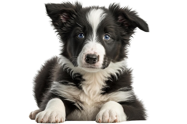A black and white dog with blue eyes isolated on transparent background Generative AI