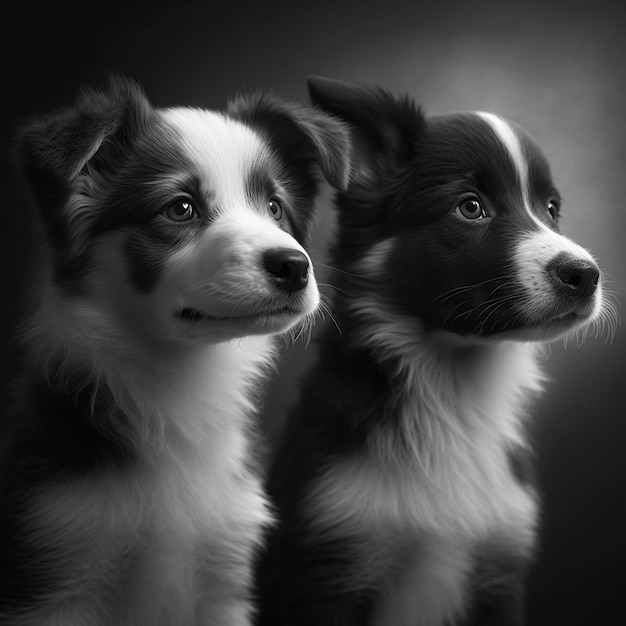 Black and white dogs are babies images Generative AI