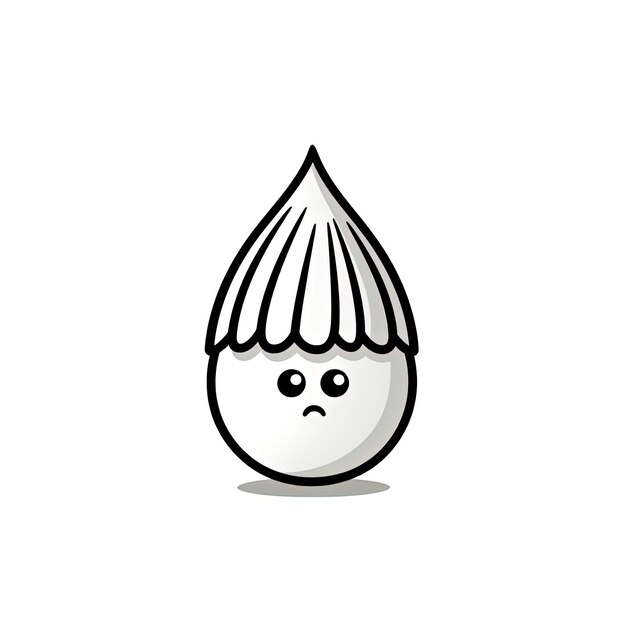 a black and white drawing of a acorn in the style of simplistic cartoon