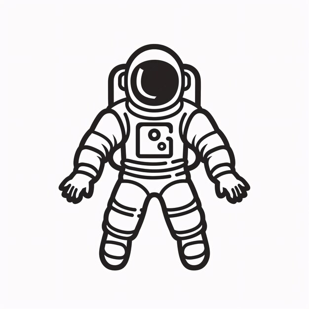 a black and white drawing of an astronaut