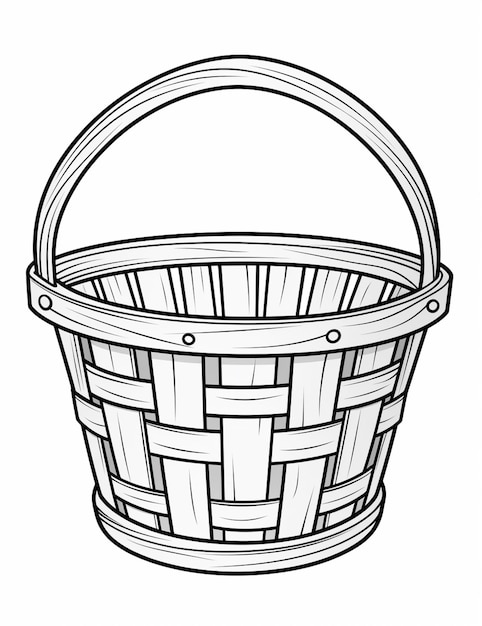 Foto un disegno in bianco e nero di un cesto con maniglie generative ai