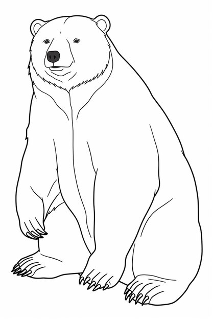 a black and white drawing of a bear sitting on its hind legs generative ai