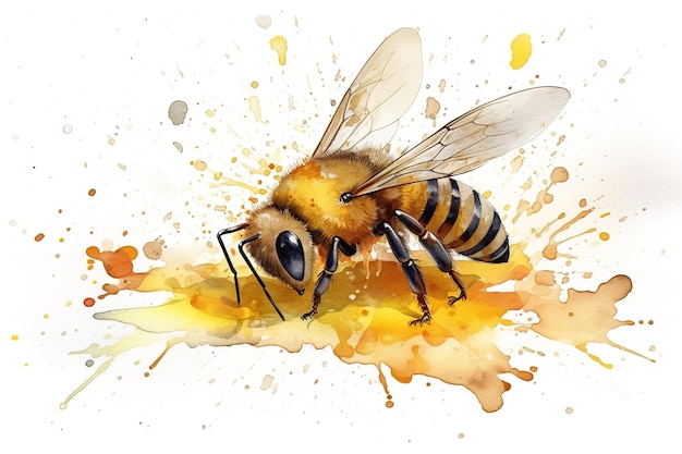 черно-белый рисунок пчелы на белом фоне