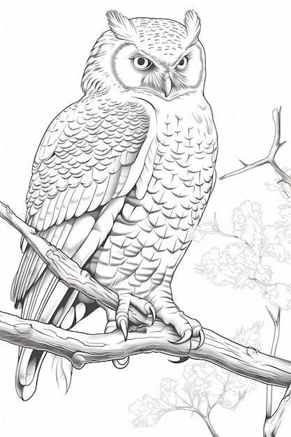Foto un disegno in bianco e nero di un uccello con una faccia bianca e un becco giallo.