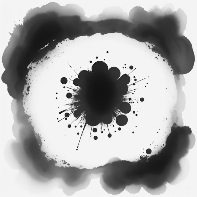 a black and white drawing of a black and white circle with a black circle in the middle