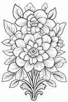 Foto un disegno in bianco e nero di un bouquet di fiori generativo ai