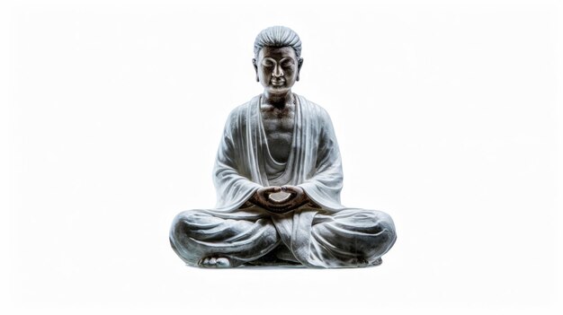 a black and white drawing of a buddha in a white background.
