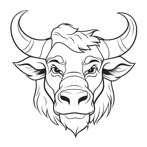 a black and white drawing of a bulls head generative ai