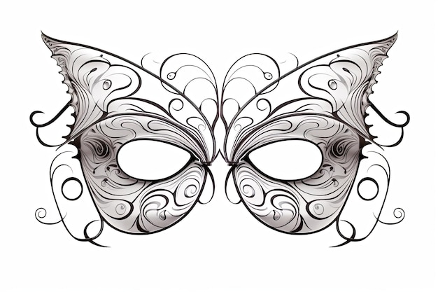 Foto disegno in bianco e nero di una maschera di farfalla