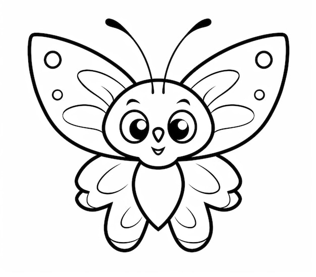 Photo a black and white drawing of a butterfly with big eyes generative ai