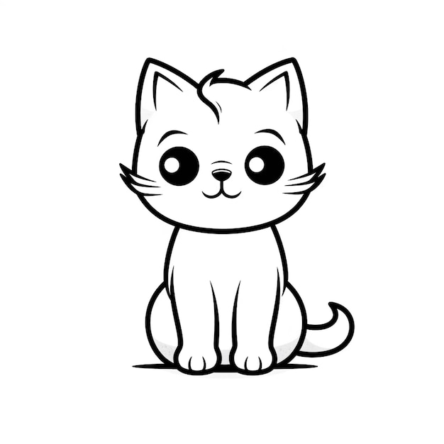 A black and white drawing of a cat.