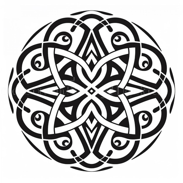 Черно-белый рисунок генеративного ИИ кельтского дизайна