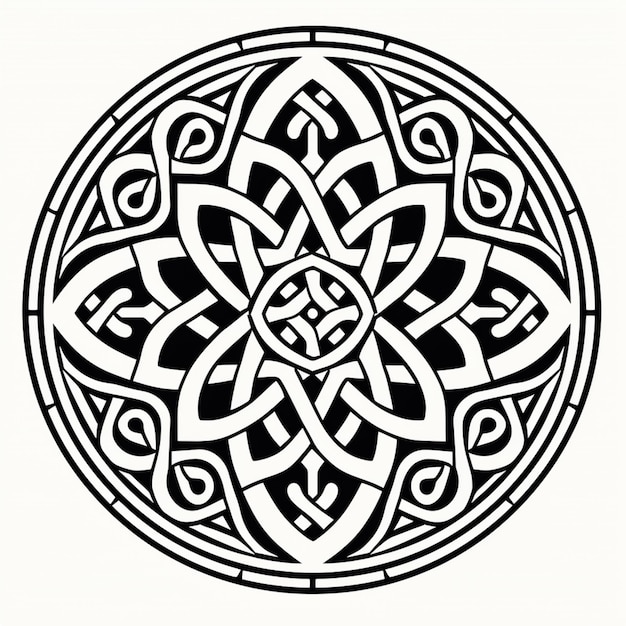 a black and white drawing of a celtic design generative ai