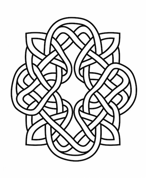 Photo a black and white drawing of a celtic knot generative ai