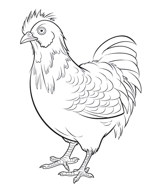 A black and white drawing of a chicken AI generative image