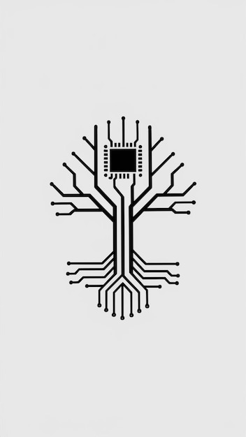 Photo a black and white drawing of a circuit board with the word circuit on it