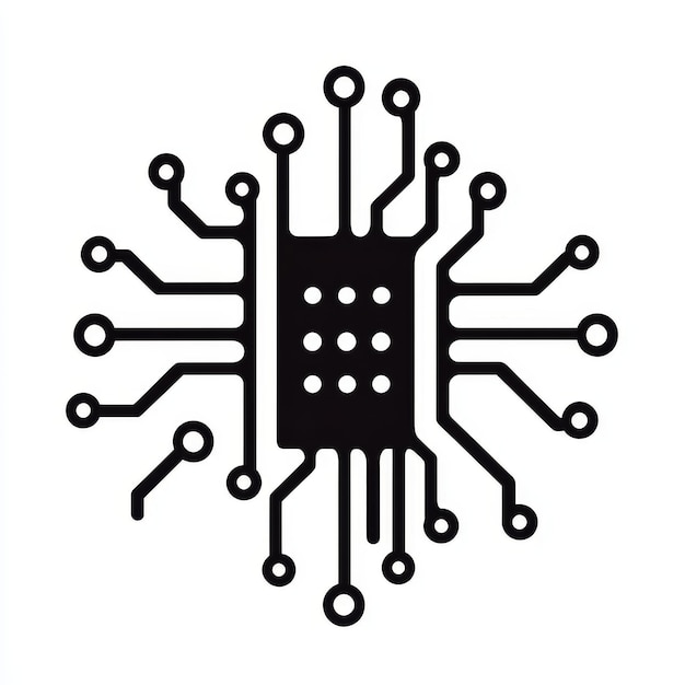 A black and white drawing of a circuit board with the word circuit on