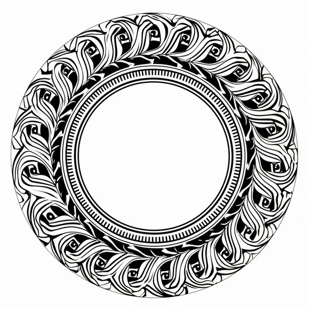 a black and white drawing of a circular frame with swirls generative ai