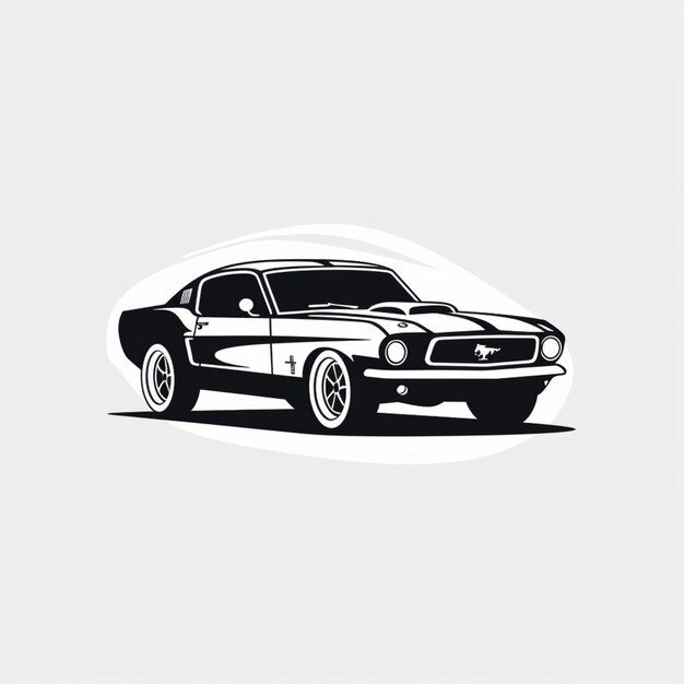 Photo a black and white drawing of a classic muscle car generative ai