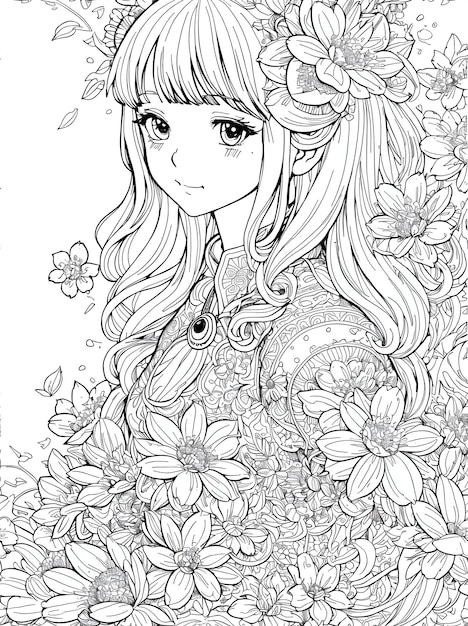 A black and white drawing coloring book page