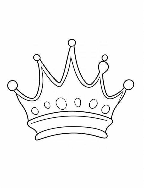 a black and white drawing of a crown with dots on it generative ai