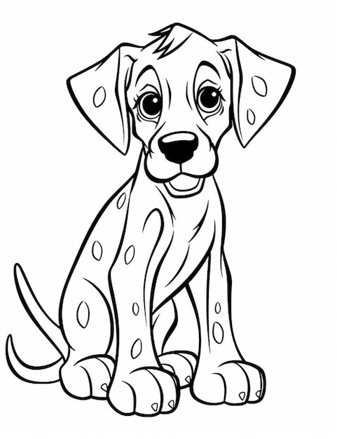 a black and white drawing of a dalmatian puppy sitting down generativ ai