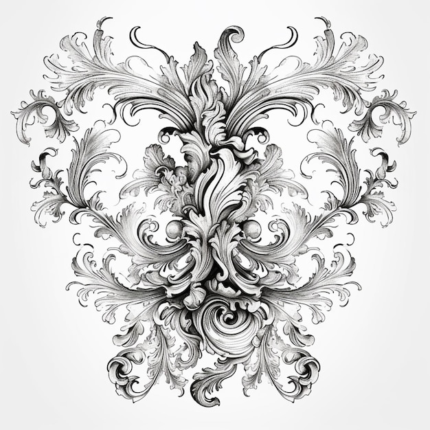 a black and white drawing of a decorative design generative ai
