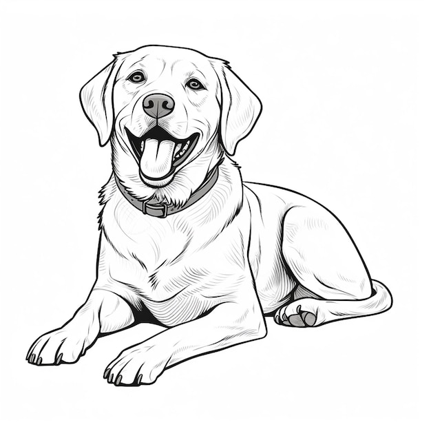 a black and white drawing of a dog laying down generative ai