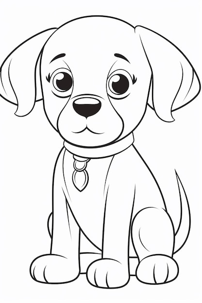 черно-белый рисунок собаки с ошейником