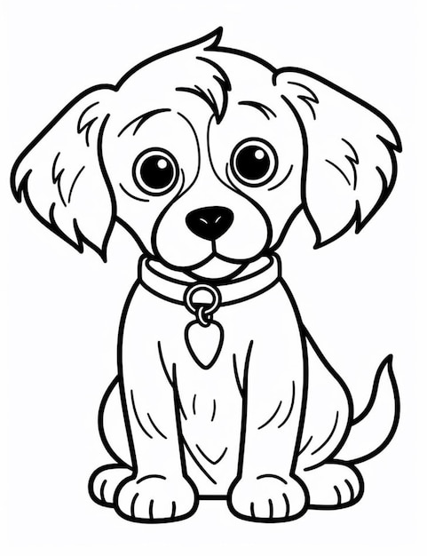 a black and white drawing of a dog with a collar generative ai