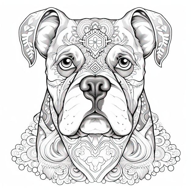 Photo a black and white drawing of a dog with a pattern on it