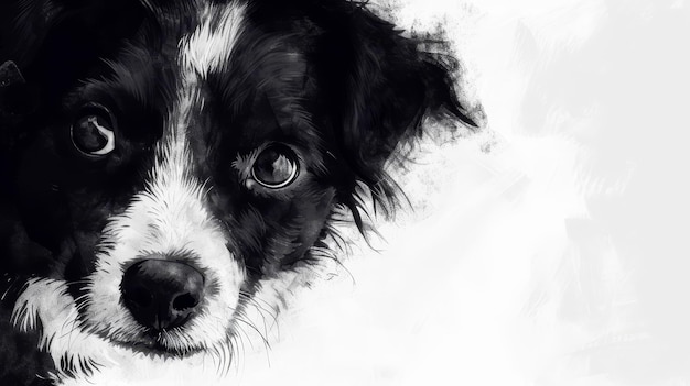 A black and white drawing of a dog