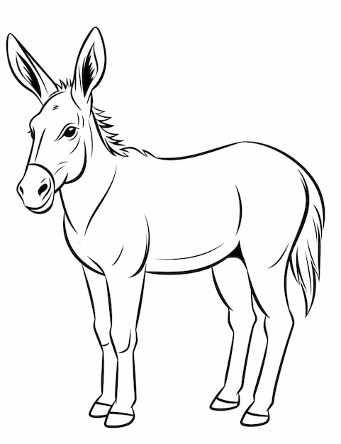 a black and white drawing of a donkey standing generative ai