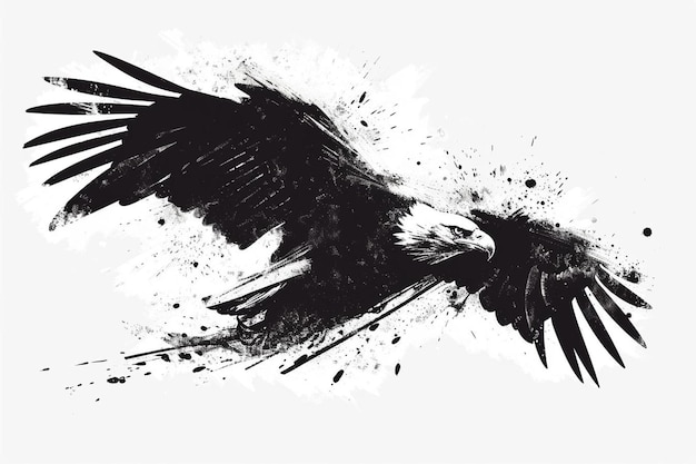 Foto un disegno in bianco e nero di un'aquila