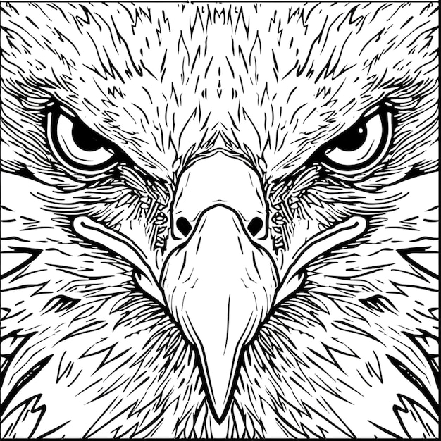 черно-белый рисунок орла с генеративным лицом